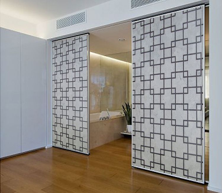 Hình ảnh thi công mẫu giấy dán kính họa tiết ô vuông K48