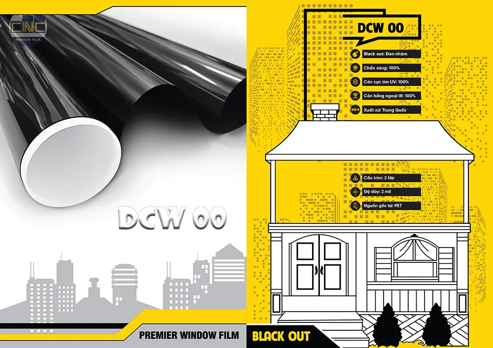 Phim dán kính đen DCW 00, film chắn sáng đảm bảo riêng tư