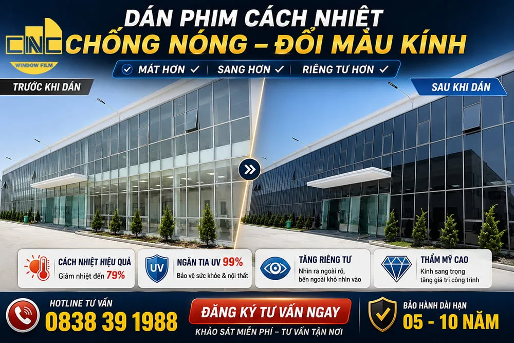 Phim cách nhiệt Carbon giữ nguyên lợi thế của vách kính, kiểm soát những bất tiện nắng nóng, chói sáng và thiếu riêng tư